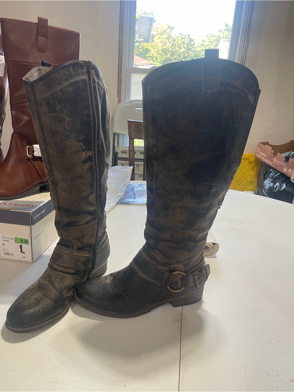 Women's Tall Buckle Riding Boots - Brown